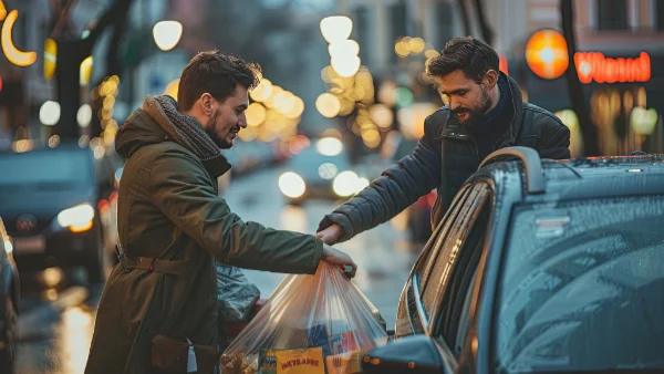 Man showing kindness helping a stranger