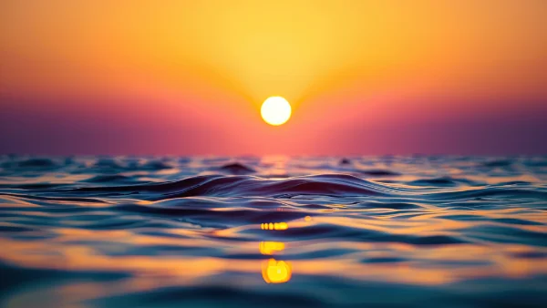 A beautiful inspirational sunset at sea