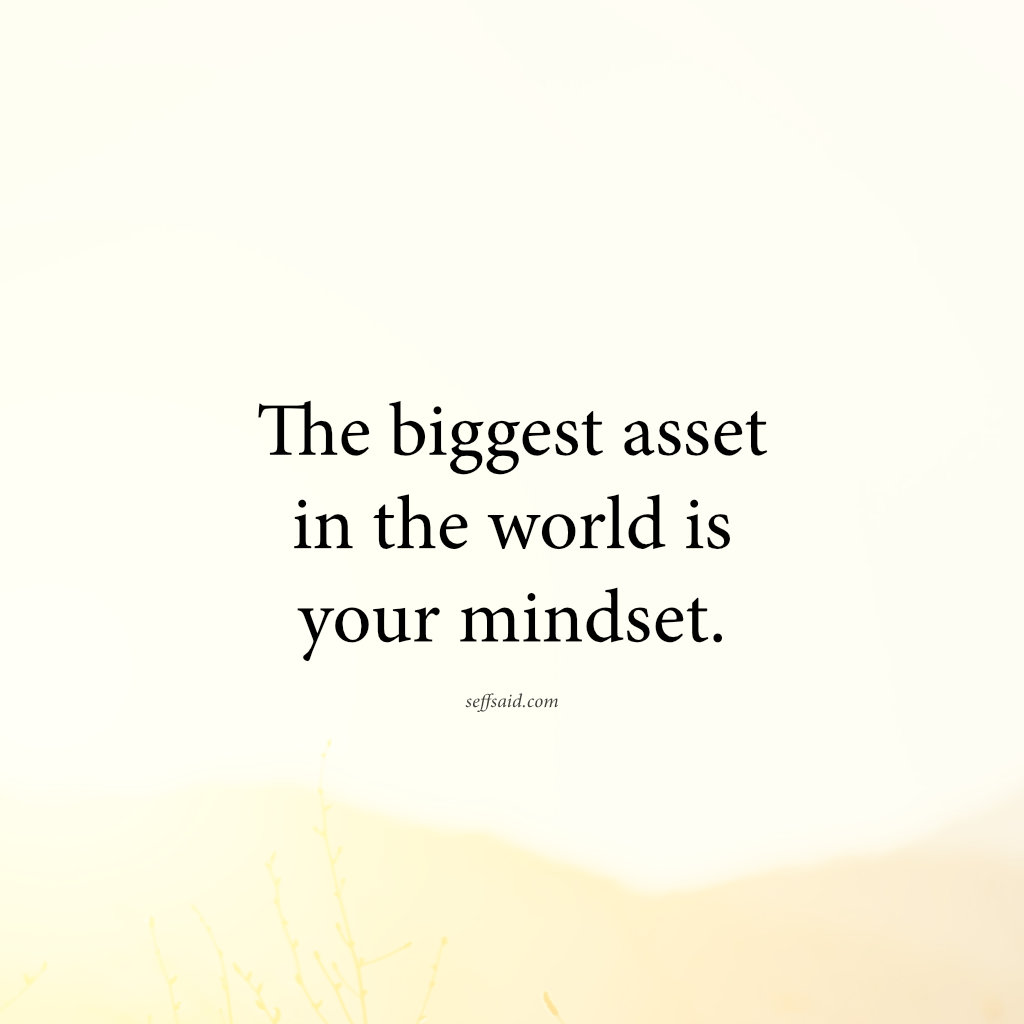 The biggest asset in the world is your mindset.