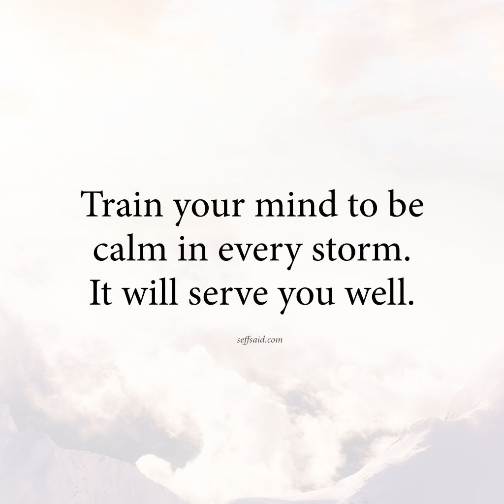 Train your mind to be calm in every storm. It will serve you well.