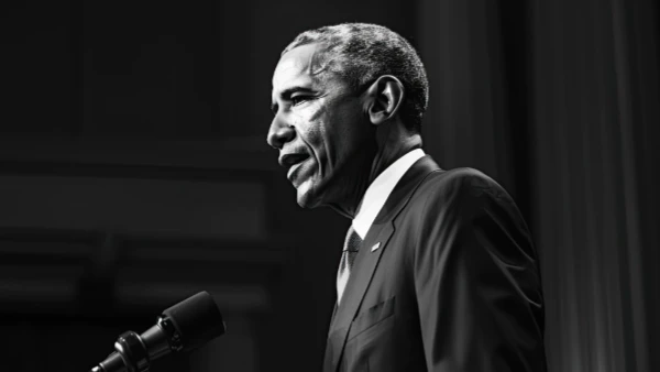 Barack Obama delivering a speech
