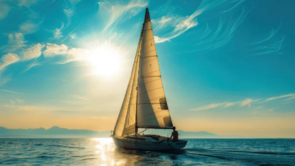 A man using the beginner's mindset to learn to sail a yacht.