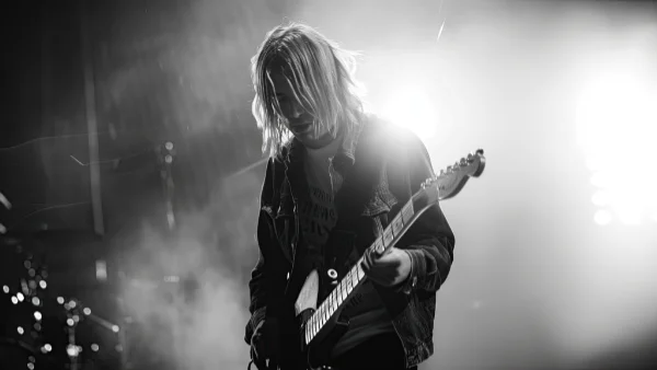 Kurt Cobain on stage with Nirvana